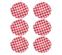 Luxshiny 6pcs Red Fabric Jar Cloth Covers for Mason Jars and Jam with Breathable, Washable Material for Everyday Food Storage and Pickling in Rustic Farmhouse Style