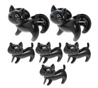 Luxshiny 6pcs Standing Cat-shaped Multi-function Clothespins for Clothes, Food Bag Sealing, Photo and Note Clips, Black Plastic Towel Clips for Home and Kitchen Organization