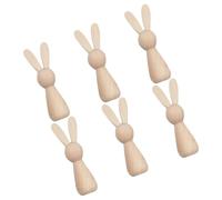 Luxshiny 6pcs Unfinished Wood Bunny Peg Dolls Wooden Easter Craft Supplies for Adults Fun DIY Painting Activity Whimsical Animal Figures for Home Party Decorations