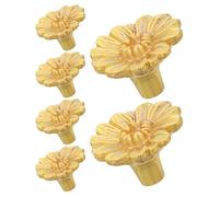Luxshiny 6pcs Vintage Chrysanthemum Flower Knobs for Dresser and Bed Stands, Scratch-Resistant Solid Zinc Alloy Decorative Cabinet Handles with Floral Embossed Design for Kitchen and Home