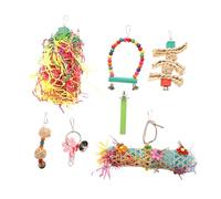 Luxshiny 7PCS Bird Chewing Set Colorful Interactive Parrot Accessories for Cage Engaging Chew for Budgies Parakeets and Cockatiels Reduce Boredom Enhance Activity Random Color