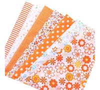Luxshiny 7pcs DIY Orange Pattern Cotton Cloth Patchwork Material for Sewing Quilting, Skin Friendly Handmade Cotton Fabrics Suitable for Quilts and Coin Bags, 25x25cm Squares