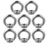 Luxshiny 8 Pcs Stainless Steel M10 Eye Nuts Ring Nuts with Thread Lifting Device Parts Heavy Duty Wire Rope Eyelets for Industrial Hanging and Lifting Applications
