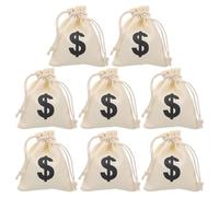 Luxshiny 8pcs Canvas Drawstring Money Bags Beige Comfortable Touching Feeling Store Things Safely Wedding Present Bag