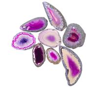 Luxshiny 8pcs Perforated Agate Pieces Natural Agate Slices Elegant Purple Color Bright and Beautiful Decorative Effect Comfortable Wearing Experience for Women DIY Necklace and Keychain