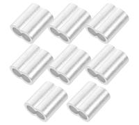 Luxshiny 8pcs Wire Rope Sleeves Oval Figure-Eight Aluminum Crimping Loop Sleeves Wear Resistant Prevents Slippage Silver for Indoor Outdoor Cable Installations