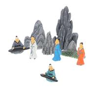 Luxshiny 9Pcs Miniature Resin Figures Chinese Elder Playing Piano Detailed Craftsmanship Fairy Garden Accessories Bonsai Ornaments Micro Landscape Decoration for Zen Garden and Fish Tank