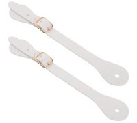 Luxshiny Adjustable White Artificial Leather Equestrian Boot Straps 1 Pair Western Spur Keeper Heel Straps for Men Women Horse Riding