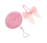 Luxshiny Adjustable Woolen Cat Collar Set with Bell and Beret Hat Soft Lightweight Bow Tie for Pets Comfortable Outdoor Safety Accessory for Cats and Small Dogs Easy to Clean Pink Party