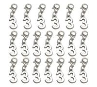 Luxshiny Alloy Charm Pendants Stylish and Simple Design with Lobster Clasp 20pcs Silver Arabic Numeral Charms for DIY Jewellery Making for Earrings and Keyring Accessories