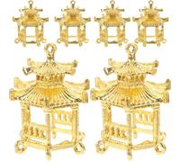 Luxshiny Alloy Charms for DIY Jewelry Making Supplies Pavilion Shaped 6pcs Lightweight Antique Style Pendants Golden Color Accessories for Bracelets and Keychains