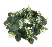 Luxshiny Artificial Eucalyptus Wreath Pe and Cloth Material Greenery Candle 33cm for Farmhouse Style Pillars Desktop Candle Decoration