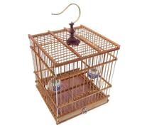 Luxshiny Bamboo Bird Cage Handmade Rectangular Birdcage Removable Tray Hanging Hook Pet Habitat for Lovebirds Songbirds Garden