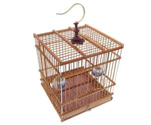 Luxshiny Bamboo Bird Cage Handmade Rectangular Birdcage Removable Tray Hanging Hook Pet Habitat for Lovebirds Songbirds Garden
