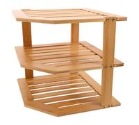 Luxshiny Bamboo Corner Shelf and Space Optimization with Large Capacity for Storage Solutions, 3-tier Kitchen Rack Stylish Khaki Plate Storage Organizer to Maximise Corner Area in Kitchen