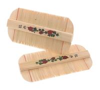Luxshiny Bamboo Fine-tooth Lice Comb Double-sided 2pcs Set for Children Scalp Massage and Dandruff Removal, Dense Teeth Design for Psoriasis and Nit Grooming