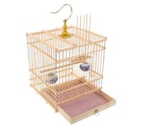Luxshiny Bamboo Pet Bird Cage Small Bird Cage Rectangular Shape Beige Colour Vintage Elegant Style with Removable Tray Intricate Weaving for Balcony and Indoor Use