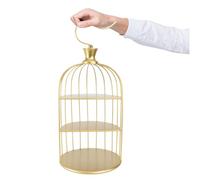 Luxshiny Bird Cage Cake Stand 3-Tier Multi-Layer Iron Dessert Display Rack with Three Trays for Weddings Parties Afternoon Tea 16.54X9.84X9.84In