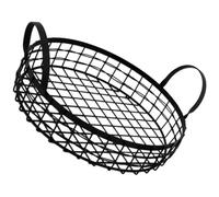 Luxshiny Black Iron Wire Fruit Basket with Handle, Small Nordic Vintage Multi-Function Metal Storage Basket for Kitchen Countertop and Home Organization