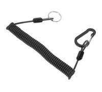Luxshiny Black Stainless Steel Fishing Lanyard Coiled Spring Rope with Stretchable Design for Protecting Fishing Rod and Hook Portable Safety Gear Outdoors