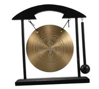Luxshiny Brass Feng Shui Gong with Stand Chinese Home Decor Ornament 10-inch Lucky Symbol for Office and Meditation Handcrafted Brass Instrument for Desk Blessings