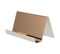 Luxshiny Business Cards Holder Organizer Space-saving Stainless Steel Business Card Storage Rack with Red Finish for Office Desk for Office Desk Display and Exhibition Use