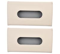 Luxshiny Car Tissue Holder Space-saving Visor Hanging Napkin Box for Vehicle 2pcs with Secure Clip Design, Beige Pu Material for Car Seat Back Accessories