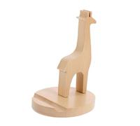 Luxshiny Cartoon Wooden Giraffe Phone Stand Solid Wood Mobile Holder with Stable Base for Desk, Light Brown, 4.7 X 3.7 X 5.1 Inches, Great for Home and Work Desk