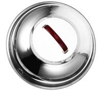 Luxshiny Cast Iron Wok 32Cm Stainless Steel Pan Lid with Convenient Handle Knob for Household Cooking and Kitchen Use