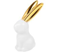 Luxshiny Ceramic Bunny Figurine - Cute Bunny Figurine for Home Decor Golden Eared Animal Decor for Easter and Year-Round Decoration