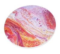 Luxshiny Ceramic Coaster round Marble Effect Orange Non-slip Heat Insulation with Cork Base Absorbent Drink Coaster for Bar and Dining Table