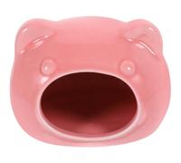 Luxshiny Ceramic Hamster Hideout for Small Animals Multifunctional Sleeping House with Cute Cartoon Shape and Pink Colour for Entertainment and Rest