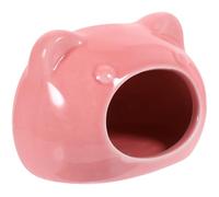 Luxshiny Ceramic Hamster Nest Small Pink Cooling Hideout Hamster House Summer Shelter Ceramic Pet Cage Hideaway for Small Animals