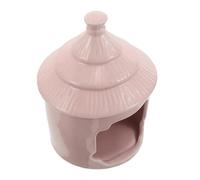 Luxshiny Ceramic Small Animal Pet Hideout with Palacestyle Multilayer Conical Roof, Easy to Clean Pink Hamster Sleeping House Providing A Private Safe Haven for Summer Small Animal Habitat