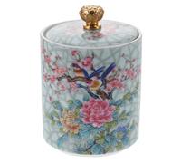 Luxshiny Ceramic Tea Canister - Small Loose Tea Coffee Sugar Storage Container Jar Vintage Style Kitchen Countertop Decoration Jar - 245ml