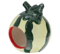 Luxshiny Ceramic Watermelon Shape Small Animal House with Cooling and Bitten Resistant Features for Summer Use at Home, Cage Accessory for Hamsters, Gerbils and Small Pets