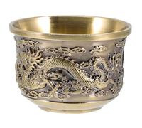 Luxshiny Chinese Kung Fu Teacup - Traditional Zinc Alloy Tea Cup with Dragon & Phoenix Embossing (5x3.5cm) - Small Espresso & Tea Tasting Cup for Home, Office, Gifts