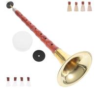 Luxshiny Chinese Professional Suona Traditional Woodwind Instrument in C/d/a Key with Red Walnut Body and Random Plastic Reed, Beginner Folk Wind Instrument for Ethnic Music Performance