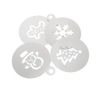 Luxshiny Christmas Cake Stencil Templates Decoration, 4PCS Xmas Cookie Template Stainless Steel Fondant Cupcake Cake Dessert Baking Painting Mold Tools (Gingerbread Man Snowflake Snowman Tree)