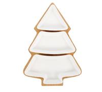 Luxshiny Christmas Tree Ceramic Dish Tray Christmas Xmas Tree Snack Appetizer Tray Ceramic Sauce Dish for Biscuits, Candies, Chips, Snacks (White)