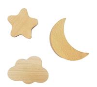Luxshiny Coat and Hat Hooks Set Simple and Elegant for Entrances and Clothing Stores 3pcs Wood with Star, Moon, and Cloud Shapes, Hard Sturdy Wall Mounted Hangers Storage Solution