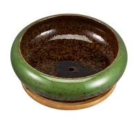 Luxshiny Creative Ceramic Succulent Pot with Drainage, round Shallow Planter Bowl for Cacti and Plants, Easy to Grow Multipurpose Decorative Piece for Home and Garden