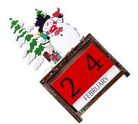 Luxshiny Creative Wooden Snowman Desktop Calendar with Rotatable Blocks for Christmas Advent Countdown, Never Need to Replace, Xmas Party Decor and Holiday and Adults