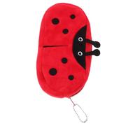Luxshiny Cute Plush Ladybug Pencil Case with Secure Zipper Closure Small Red Stationery Bag for School and Office