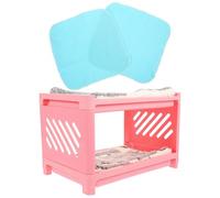 Luxshiny Detachable Double-layer Plastic Hamster Bed with Hideout for Guinea Pig Bunny Small Pets Corner Nest Pink Multi-function Cage Supply Random Style