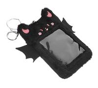 Luxshiny Devil Wings Plush Card Holder Id Badge Holder Visible Card Sleeve Keychain for Students for Idol Events and Daily Use
