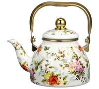 Luxshiny Enamel Tea Kettle: Retro Gas Teapot Water Heating Teapot Coffee Pot Water Boiling Kettle with Strainer for Stovetop Home Kitchen Housewarming - 1L