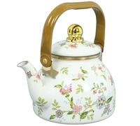 Luxshiny Enamel Teapot 1L with Infuser | Japanese Floral Stovetop Tea Kettle | Vintage Induction Compatible Water Pot for Home, Camping and Gifting