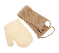 Luxshiny Exfoliating Back Scrubber with Natural Ramie Gloves and Bath Towel Double-sided Back Scrub Mitt for Deep Skin Cleansing Rich Lather Creation Comfortable Grip Suitable for Shower