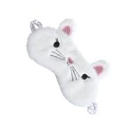 Luxshiny Fluffy Cat Design Sleep Mask with Smooth Fabric and No Pressure on Eyes, Lightweight White Night Blindfold for Sleeping and Naps